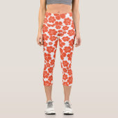 Leggings Capri Motif à fleurs - Orange et Blanc (Recto)