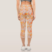 Leggings Capri Motif à fleurs Orange Retro (Verso)