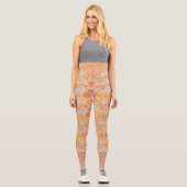 Leggings Capri Motif à fleurs Orange Retro (Recto)