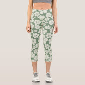 Leggings Capri Motif à fleurs - Vert (Recto)