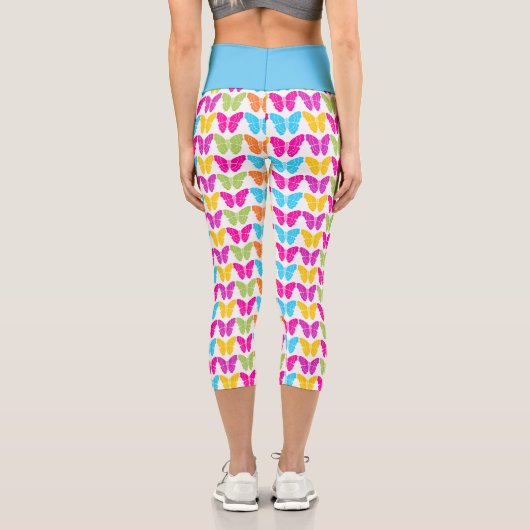 Leggings Capri Motif à papillon arc-en-ciel mignon (Verso)