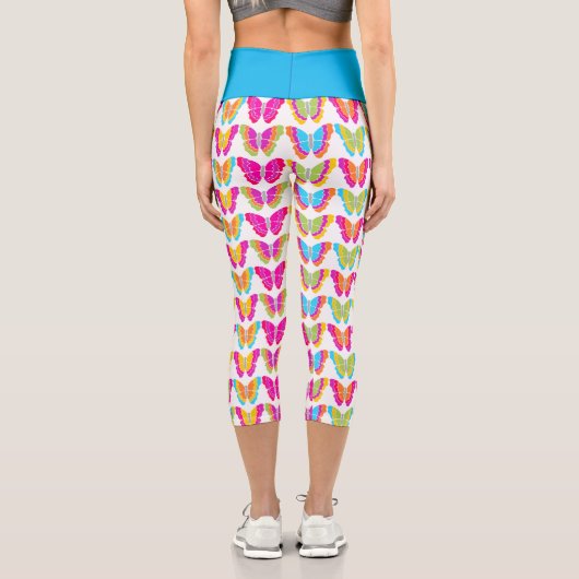 Leggings Capri Motif à papillon arc-en-ciel mignon (Verso)