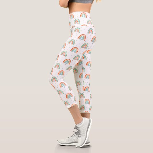 Leggings Capri Motif à point arc-en-ciel coloré (Gauche)