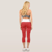 Leggings Capri Motif à points Polka de Noël rouge et blanc (Verso)
