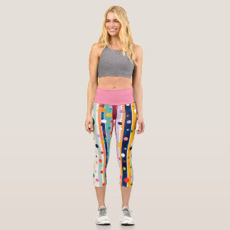 Leggings Capri Motif à pois et rayures Color Pop
