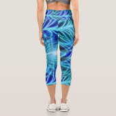Leggings Capri Motif à répétition électrique bleu brillant (Verso)