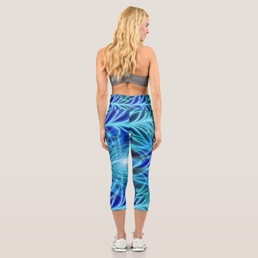 Leggings Capri Motif à répétition électrique bleu brillant (Verso)