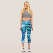 Leggings Capri Motif à répétition électrique bleu brillant (Recto)