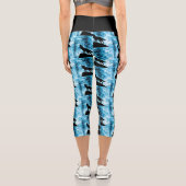 Leggings Capri Motif Abstrait bleu enneigé hurling Winter Wolf (Verso)