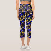 Leggings Capri Motif Abstrait de fleurs de sansy bleu (Verso)