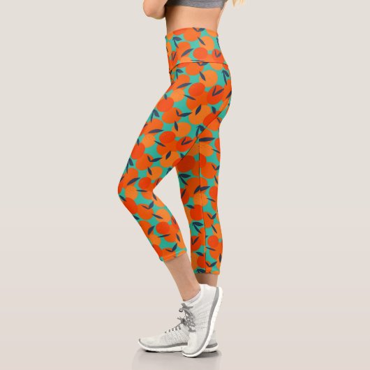 Leggings Capri Motif Abstrait de fruits orange (Gauche)