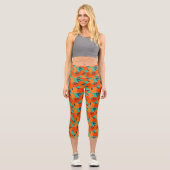 Leggings Capri Motif Abstrait de fruits orange (Recto)