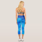 Leggings Capri Motif Abstrait Luminaire Bleu Fléché (Verso)