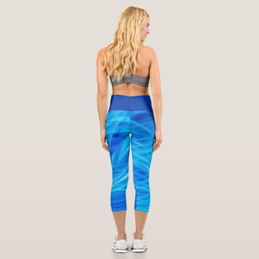 Leggings Capri Motif Abstrait Luminaire Bleu Fléché (Verso)