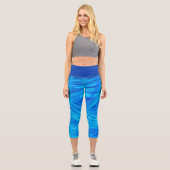 Leggings Capri Motif Abstrait Luminaire Bleu Fléché (Recto)