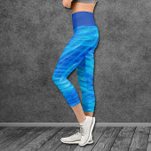 Leggings Capri Motif Abstrait Luminaire Bleu Fléché