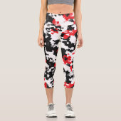 Leggings Capri Motif Abstrait Noir et blanc cristallin (Recto)