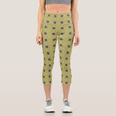 Leggings Capri Motif Abstrait noir et jaune rétro (Recto)