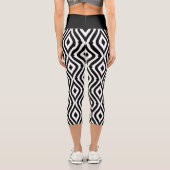 Leggings Capri Motif abstrait noir sur blanc (Verso)