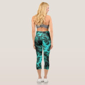 Leggings Capri Motif Abstrait noir vert fractal (Verso)