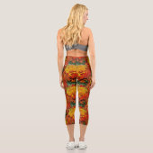 Leggings Capri Motif Abstrait orange jaune vert (Verso)