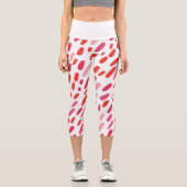 Leggings Capri 🔴 Motif Abstrait Rouge Élégant 🎨 (Recto)