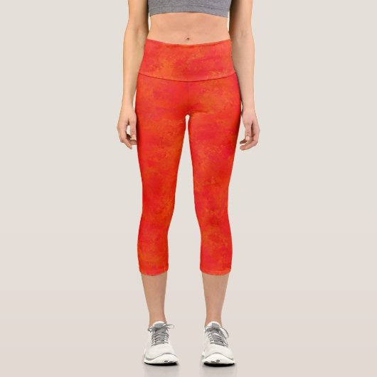 Leggings Capri Motif Abstrait rouge orange (Recto)