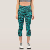 Leggings Capri Motif Abstrait Sarcelle Noir (Recto)