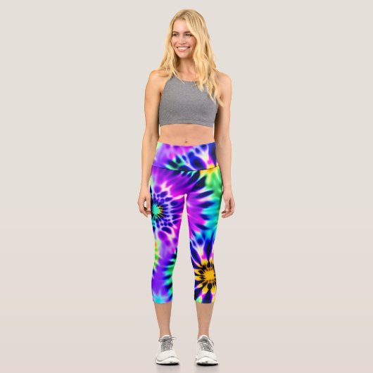 Leggings Capri Motif Abstrait Tie Dye Adire (Recto)