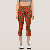 Leggings Capri Motif Abstrait Vert Et Orange (Recto)