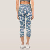 Leggings Capri Motif arabe Floral Orné Bleu (Verso)