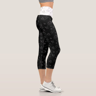 Leggings Capri Motif artistique en une ligne de femmes, cœurs et