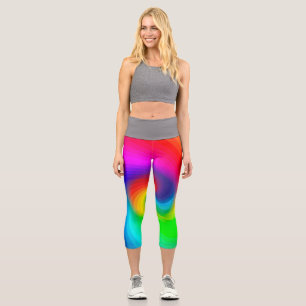 Leggings Capri Motif artistique tourbillonnant arc-en-ciel tie-dy