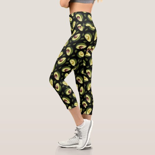 Leggings Capri Motif Avocado vert et noir (Gauche)