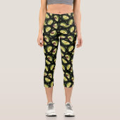 Leggings Capri Motif Avocado vert et noir (Recto)