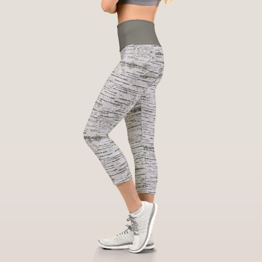 Leggings Capri Motif blanc et gris (Gauche)