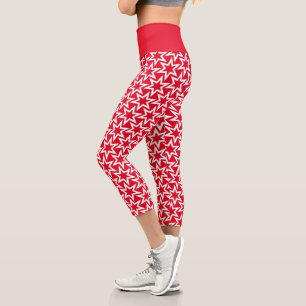 Leggings Capri Motif blanc et rouge étoile géométrique