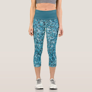 Leggings Capri Motif bleu à faux sequins