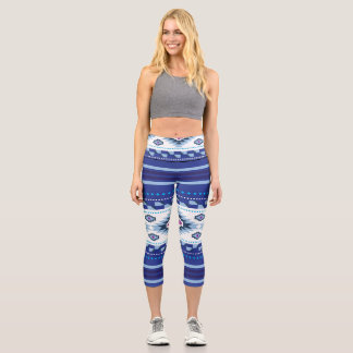 Leggings Capri Motif Bleu Navajo