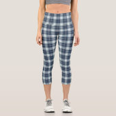 Leggings Capri Motif bleu vert Tartan Plaid (Recto)