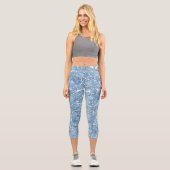 Leggings Capri Motif Blue Boho Paisley (Recto)