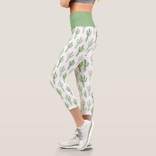 Leggings Capri Motif Cactus aquarelle