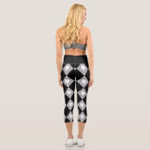 Leggings Capri Motif Cameo Harlequin en noir, blanc, gris (Verso)