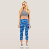 Leggings Capri Motif Camo Print, Blue Camouflage Custom (Recto)
