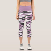 Leggings Capri Motif camouflage blanc violet rose violet (Recto)