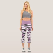 Leggings Capri Motif camouflage blanc violet rose violet (Recto)