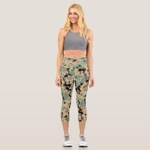 Leggings Capri Motif camouflage numérique – Vert kaki plus petit