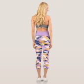 Leggings Capri Motif camouflage violet violet bleu foncé jaune (Verso)