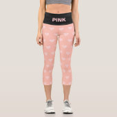 Leggings Capri Motif cardiaque moderne et texte rose modifiable (Recto)