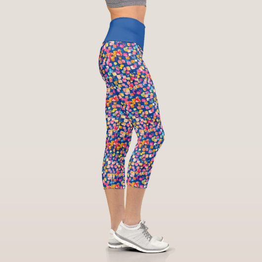 Leggings Capri Motif Carré Abstrait peint brillamment (Droite)